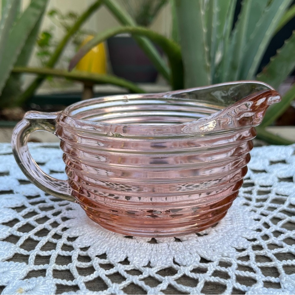 Vintage Anchor Hocking Depression Pink Creamer